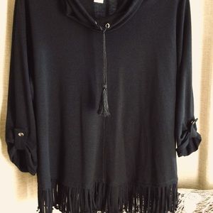 Ruby Rd. Womens Cowl Neck Fringe Top!